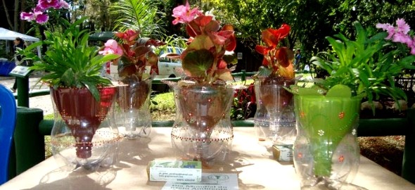 Horta feita com garrafas PET 010