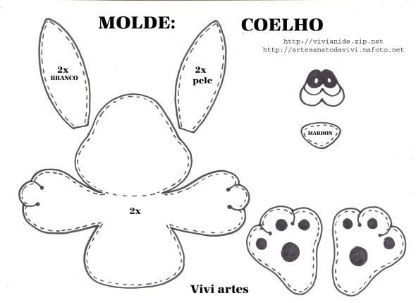 Coelho de páscoa em EVA molde 002