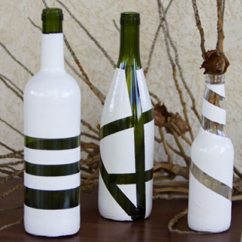 Enfeites de mesa com garrafa de vidro 016