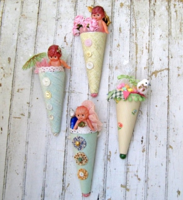 Artesanato com cones de papelão Artesanato com cones de papelão