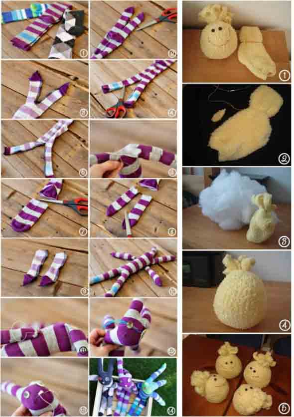 Como fazer um boneco com meias de algodão 011