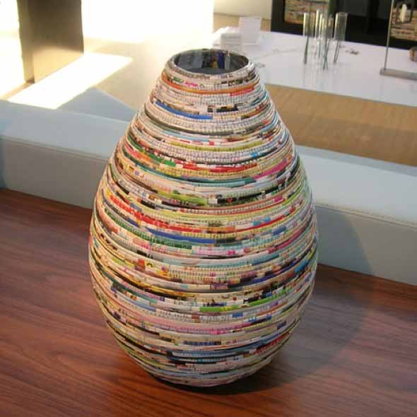 Jornais antigos – Como reciclar com artesanato 004