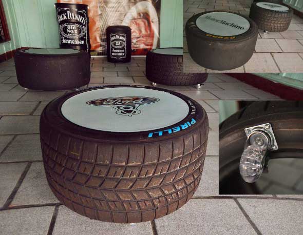 Puff artesanal de pneu reciclado 011