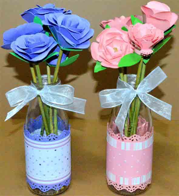 Vasos decorados com artesanato 016